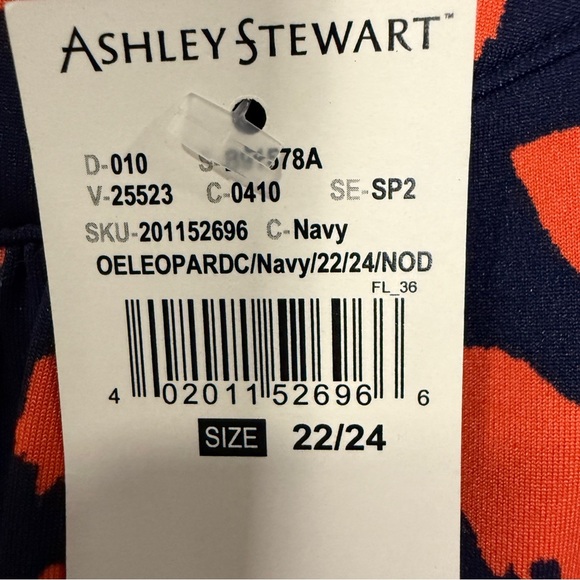 Ashley Stewart NWT Orange/Navy Leopard Print Rounded Neck Jumpsuit | Size 22/24 - Picture 5 of 6